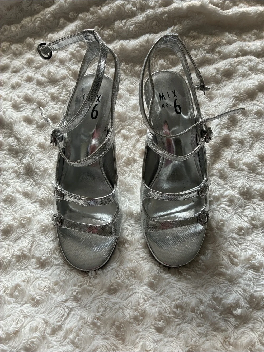 Mix No. 6 Metallic Silver Strappy High Heel Sandals